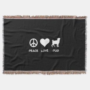 Peace Love Pug Pug Dog Lovers Gift Throw Blanket