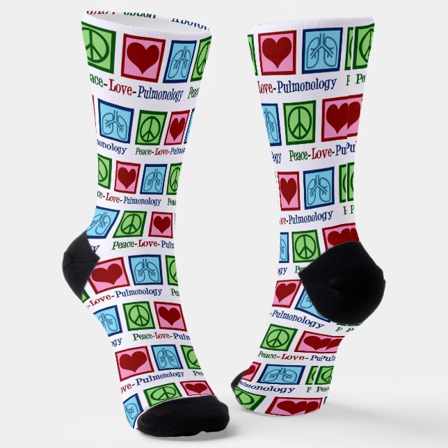 Peace Love Pulmonology Customizable Pulmonologist Socks (Angled)