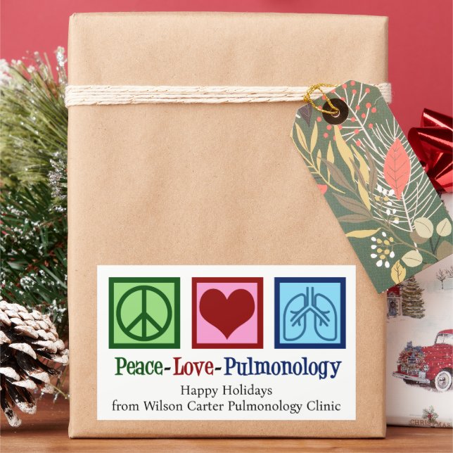 Peace Love Pulmonology Customizable Pulmonologist Sticker (Holiday)