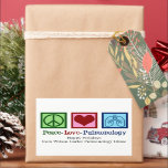 Peace Love Pulmonology Customizable Pulmonologist Sticker<br><div class="desc">Peace Love Pulmonology holiday gift stickers. A cool pulmonologist Christmas sticker for a pulmonology doctor or nurse with a peace sign,  heart,  and lungs. A great design for a pulmonary specialist who treats asthma and other respiratory issues.</div>