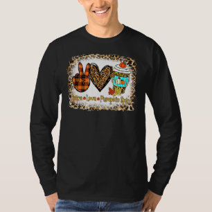Peace Love Pumkin Maple Leaf Autumn Season Fall Ha T-Shirt