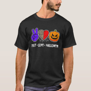 Peace, Love, Pumpkin Fall Leopard Print Funny Hall T-Shirt