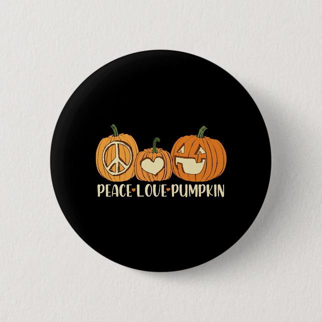 Peace Love Pumpkin Halloween 2 Inch Round Button (Front)