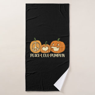 Peace Love Pumpkin Halloween Bath Towel