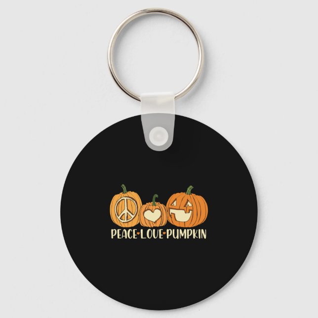 Peace Love Pumpkin Halloween Keychain (Front)