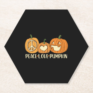 Peace Love Pumpkin Halloween Paper Coaster