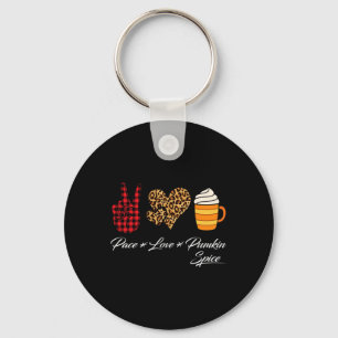 Peace Love Pumpkin Spice Fall Thanksgiving Hallowe Keychain