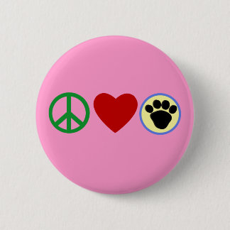 Peace Love Puppy Paws T shirts, Gifts 2 Inch Round Button