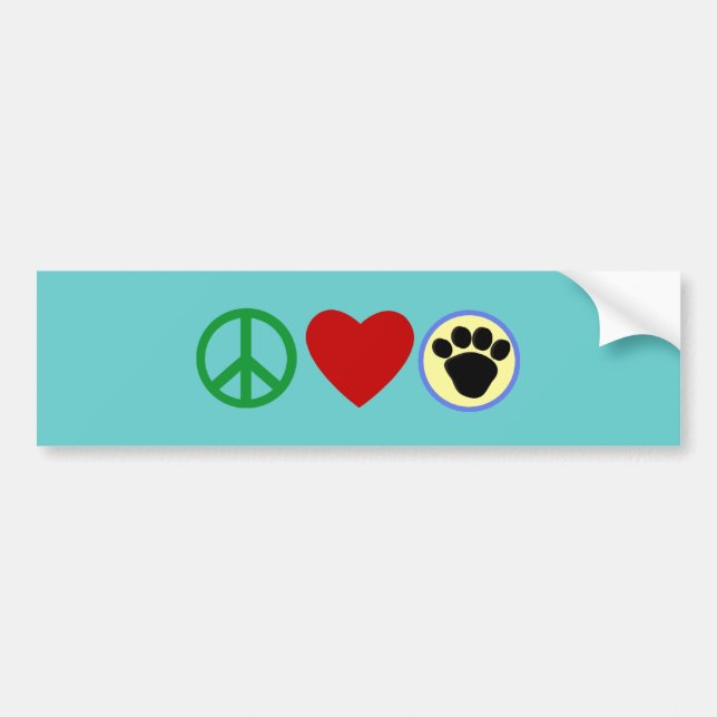 Peace Love Puppy Paws T shirts, Gifts Bumper Sticker (Front)