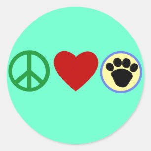 Peace Love Puppy Paws T shirts, Gifts Classic Round Sticker