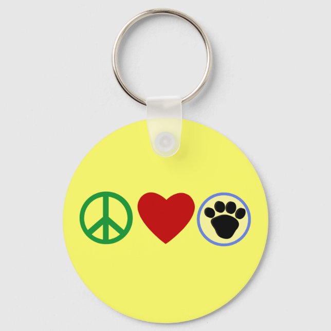 Peace Love Puppy Paws T shirts, Gifts Keychain (Front)