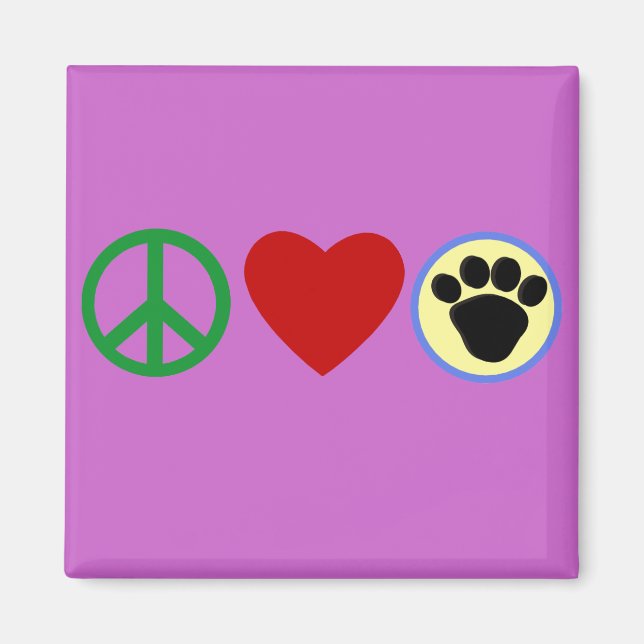 Peace Love Puppy Paws T shirts, Gifts Magnet (Front)