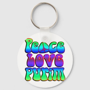 Peace Love Purim Keychain
