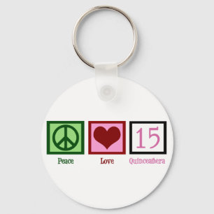 Peace Love Quinceañera Keychain
