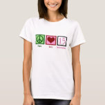 Peace Love Quinceañera T-Shirt<br><div class="desc">A pretty Peace Love 15 gift for a teenage birthday girl.</div>