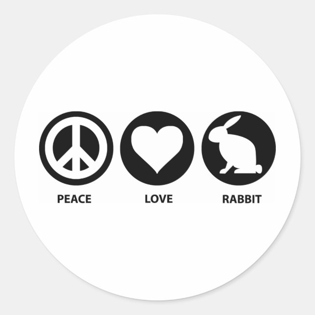 Peace Love Rabbit Classic Round Sticker (Front)