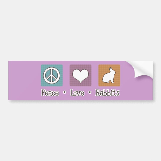 Peace Love Rabbits Bumper Sticker (Front)