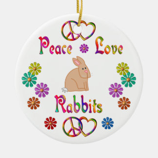 PEACE LOVE RABBITS CERAMIC ORNAMENT