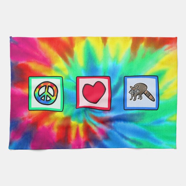Peace, Love, Raccoons Kitchen Towel (Horizontal)