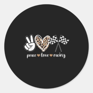 Peace Love Racing Classic Round Sticker