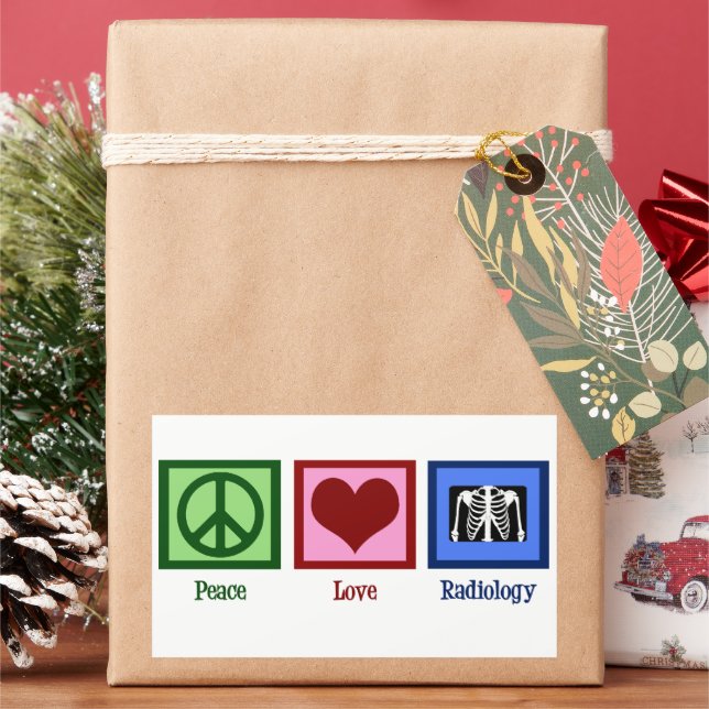 Peace Love Radiology Cute Radiologist Christmas Sticker (Holiday)
