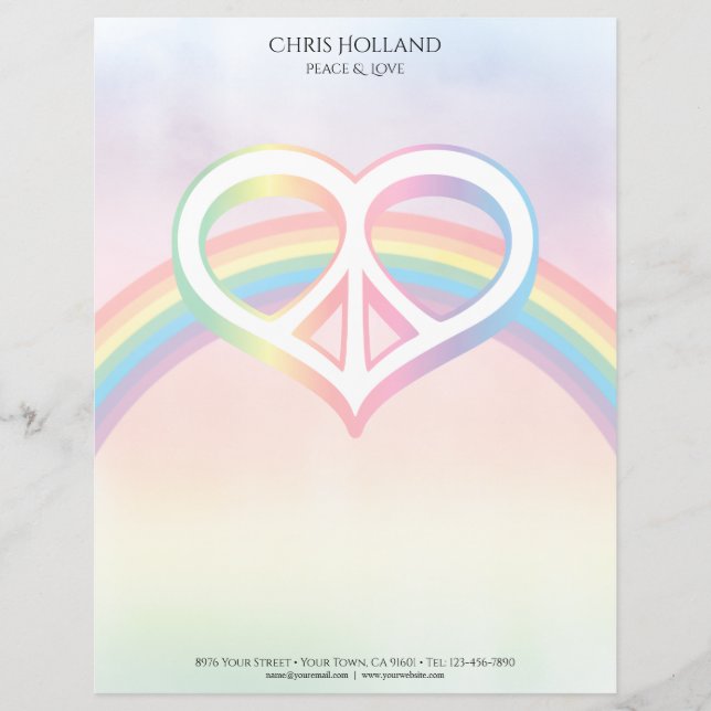Peace & Love Rainbow Letterhead (Front)