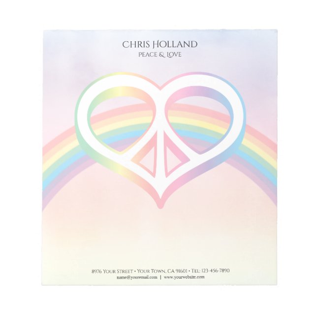 Peace & Love Rainbow Notepad (Front)