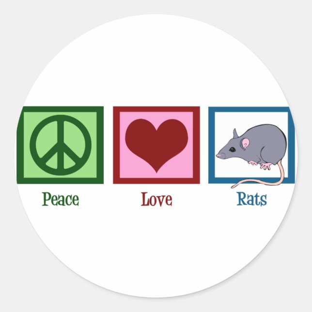 Peace Love Rats Classic Round Sticker (Front)