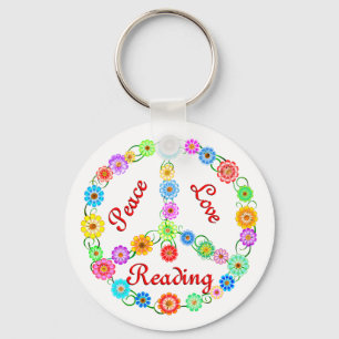 Peace Love Reading Keychain