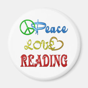 PEACE LOVE READING MAGNET