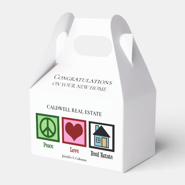 Peace Love Real Estate Custom Housewarming Favor Box (Front Side)