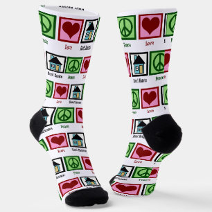 Peace Love Real Estate Cute House Realtor Socks