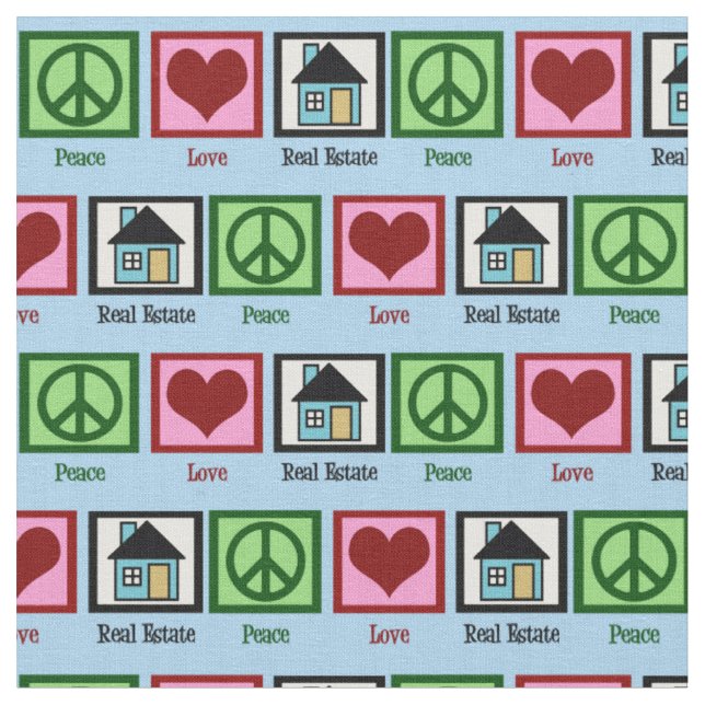 Peace Love Real Estate Fabric (Close Up)