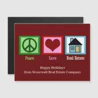 Peace Love Real Estate Red Christmas Magnet Card