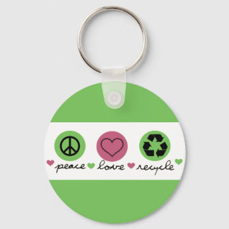 Peace, Love, Recycle. Keychain