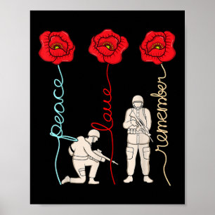 Peace Love Remember Memorial Day Veterans Graphic  Poster