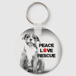 Peace Love Rescue Dog Keychain