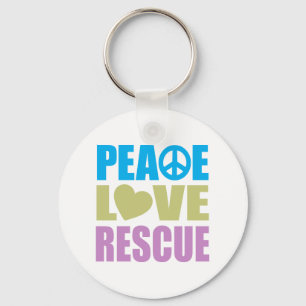 Peace Love Rescue Keychain