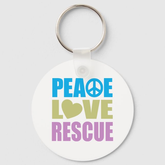 Peace Love Rescue Keychain (Front)