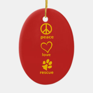 Peace/Love/Rescue Ornament