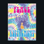 Peace Love & Retirement Funny Tie Dye Postcard<br><div class="desc">Peace Love & Retirement with tie dye background for a funny aging hippie retirement greeting or party theme. Psychedelic font and fun groovy colours on front.</div>
