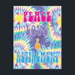Peace Love & Retirement Funny Tie Dye Postcard<br><div class="desc">Peace Love & Retirement with tie dye background for a funny aging hippie retirement greeting or party theme. Psychedelic font and fun groovy colours on front.</div>