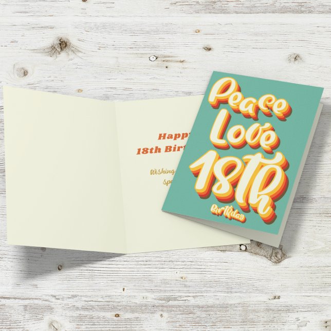 Peace Love Retro Groovy Sunset 18th Happy Birthday Card (Creator Uploaded)