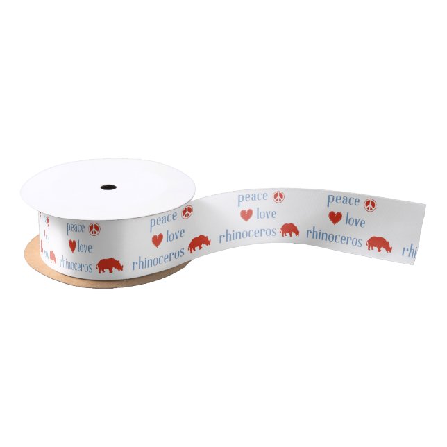 Peace Love Rhinoceros Satin Ribbon (Spool)
