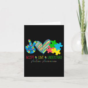 Peace Love Ribbon Autism Awareness Accept Love Und Card