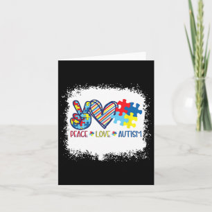 Peace Love Ribbon Autism Awareness Accept Love Und Card