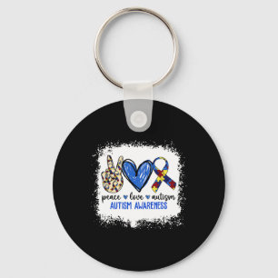 Peace Love Ribbon Autism Awareness Accept Love Und Keychain