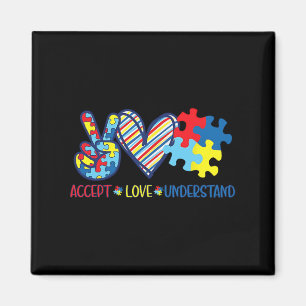 Peace Love Ribbon Autism Awareness Accept Love Und Magnet