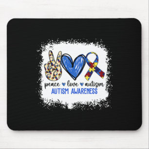 Peace Love Ribbon Autism Awareness Accept Love Und Mouse Pad