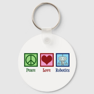 Peace Love Robotics Keychain